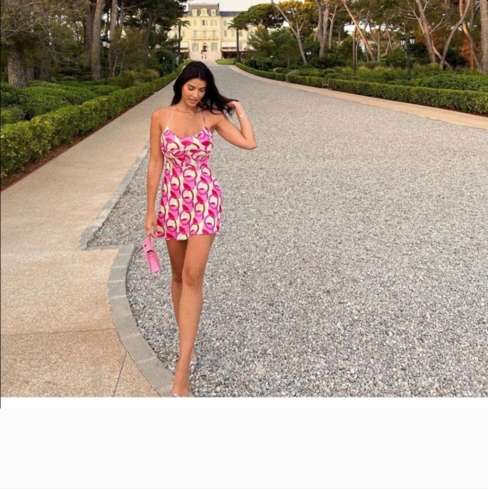 ZARA PRINTED SATIN EFFECT MINI DRESS Large. New - Picture 3 of 11